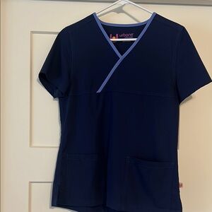 Urbane Navy Blue Scrub Top